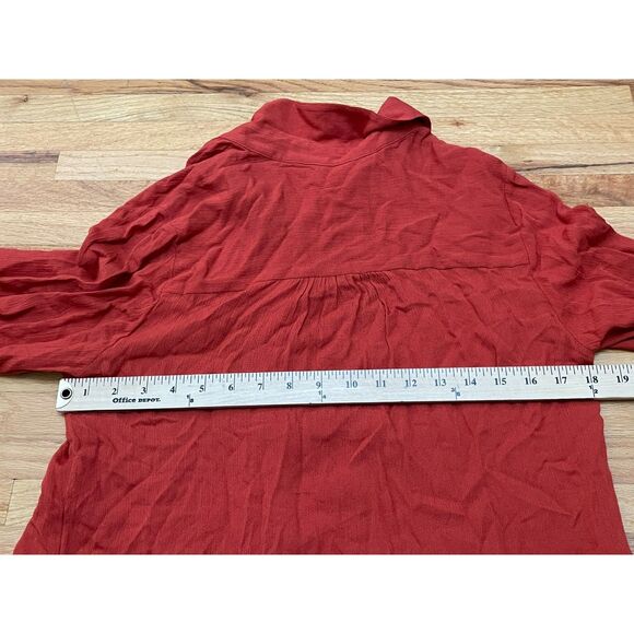 Soft Surroundings Women's S Orange Button-Up Rayon Tunic Shirt Casual Minimalist - Picture 7 of 10